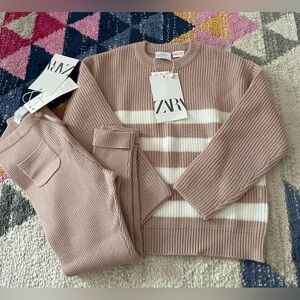 Zara, Rib Knit Sweater and Leggings, Pink/White, Size 2-3 years, NWT